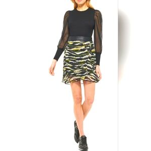NWT DKNY Animal Print Faux Wrap Skirt